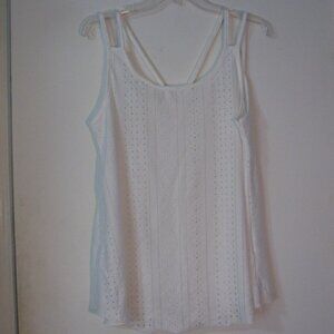 *Unbranded White Eyelet Tank Cami XL Slightly See thru Spaghetti Straps Like New